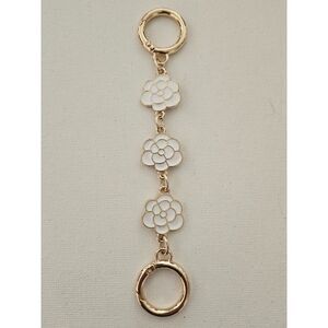 Handbag Purse Chain Handle Strap Crossbody Extender - Gold Tone/White
